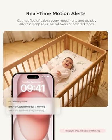 Momcozy Smart WiFi Baby Monitor with Camera and Audio, 5" 1080P Screen with Wall Mount, Motion & Cry Detection, Safe Fence, Clear Night Vision, 5000mAh Battery, 2-Way Talk, Photo & Video Recording - Image 3