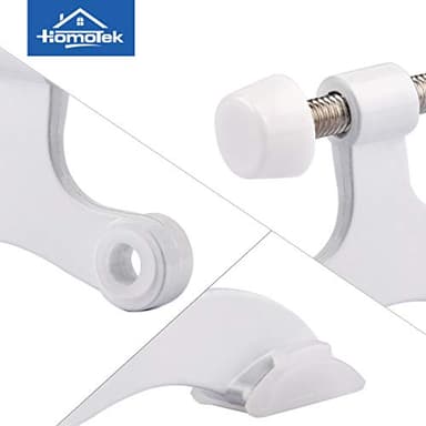 HOMOTEK 6 Pack Hinge Pin White Door Stopper,Adjustable Deluxe Heavy Duty Door Stopper 2-1/2"x1-3/4”,with White Rubber Bumper Tips - Image 5