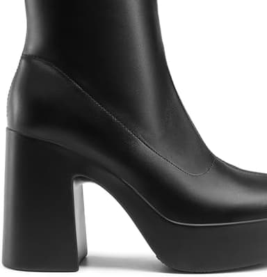 DREAM PAIRS Women's Platform Gogo Ankle Boots High Chunky Block Heel Square Toe Booties Shoes - Image 3