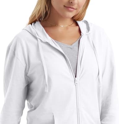 Hanes Womens Slub Knit Full-zip Hoodie, Textured Cotton Zip-up T-shirt For Fashion-hoodies, White, Large US - Image 6