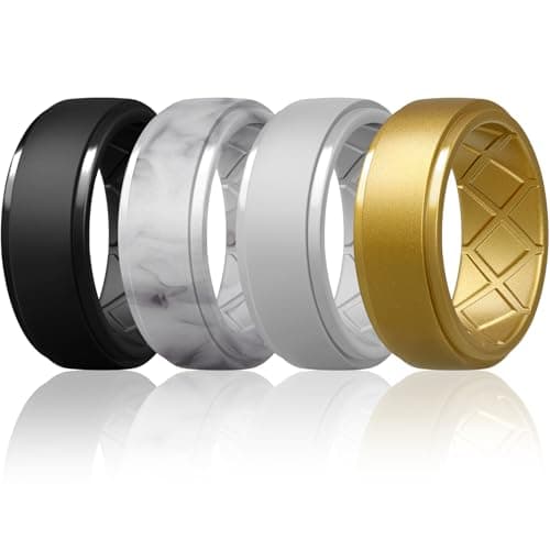 Egnaro Men's Silicone Rings 10mm Wide 2.5mm Thick Rubber Wedding Bands, Multipack 1/4/7 Breathable Comfort Fit For Workout - Image 1