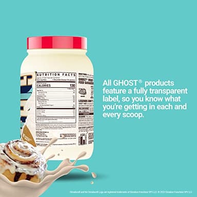 GHOST Whey Protein Powder, Cinnabon - 2LB, 25G of Protein - Cinnamon Roll Flavored Isolate, Concentrate & Hydrolyzed Whey Protein Blend - Post Workout Shakes - Soy & Gluten Free - Image 4