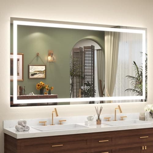 ODDSAN 68x 36 Inch Lighted Bathroom Mirror for Wall, LED Illuminated Vanity Mirror with Lights, Dimmable, Anti-Fog, ETL Listed (Backlit and Front Lighted) - Image 1