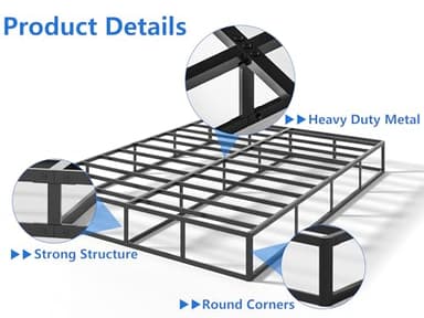 Qingzhou Box Spring for Queen Bed Bases, 9 Inch High Metal Queen Box Spring Only, Heavy Duty Mattress Foundation with Fabric Cover, Easy Assembly, Quiet Noise Free, Non Slip, Black - Image 4