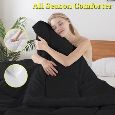 BedTreat Down Alternative Duvet Insert with Corner Tabs, All Season Quilted King Comforter Box-Stitched Black, Machine Washable Microfiber Bedding - Image 4