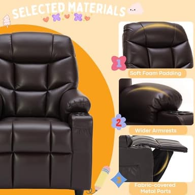 SNUGWAY Marshmallow Larger Kids Reclining Chair Leather Recliner Sofa Push Back Children Ages 3-12 - Image 7