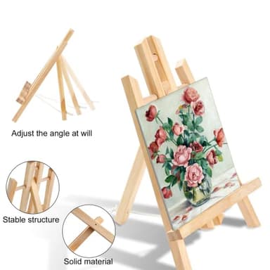AROIC 96 PCS Painting Supplies Set with Easels, 8 PCS Wood Easels, 8 Packs of 80 Brushes with Nylon Brush Head and 8 PCS Palettes, Tabletop Wooden Art Easel for Kids & Adults Sip and Paint Party - Image 4