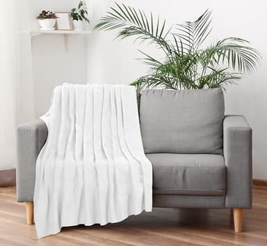 Utopia Bedding White 100% Cotton Blanket [Twin Size - 90x72 Inch] 350GSM Lightweight, Soft and Breathable Thermal Dorm Bed Blanket for All Seasons - Image 6