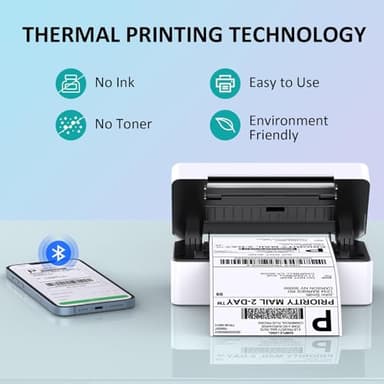 Thermal Shipping Label Printer, 4x6 Bluetooth Label Printer for Shipping Packages Small Business Mailing, Support iOS, Android, Mac, Windows, Chrome, Used for UPS, USPS, Ebay, Etsy, Amazon - Image 2