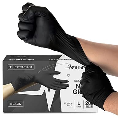 Disposable Black Nitrile Gloves Large 200 Count - Extra Thick 4.5 Mil - Powder and Latex Free Rubber Gloves - Surgical Medical Exam Gloves - Food Safe Cooking Gloves - Image 1
