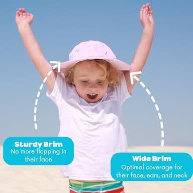 SwimZip Wide Brim Sun Hat | UPF 50+ Protection for Baby, Toddler, and Kids Pink - Image 7