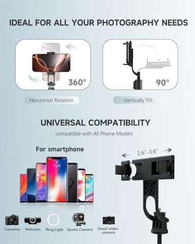 RISEOFLE 71” Phone Tripod & Selfie Stick, Portable All in One Extendable Cell Phone Tripod Stand, with Wireless Remote Control for iPhone/Samsung/Android/Camera - Image 5
