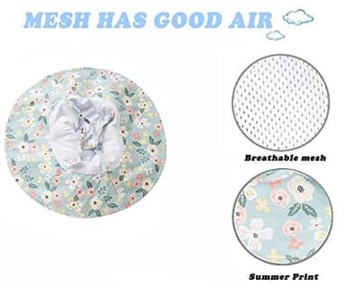 Baby Girl Sun Hat Summer Hats with UPF 50+ Toddler Bucket Hats Infant with Wide Brim Strap Outdoor Bucket Hat A-Greden Blue 2-4 Years - Image 4