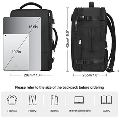 Rinlist Travel Backpackfor Men Women Flight Approved, Carry-on Backpack Personal Item Backpack Bag Luggage on Airplanes, Black Backpacks for Traveling, Travel Essentials Must Haves - Image 2