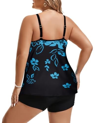 Hanna Nikole Women Floral Bathing Suit Tops Modest Swimwear Two Piece Tummy Control Swimsuits Falling Flowers 7XL - Image 2