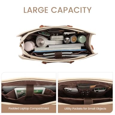 LOVEVOOK Laptop Bag for Women, 15.6 Inch Work Bags for Women, Vintage Leather Laptop Tote Bag, Waterproof Computer Bags with Clutch Purse, Large Capacity Briefcase, Business Office Handbag for Work - Image 3