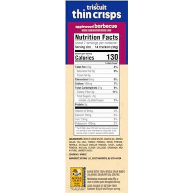 Triscuit Thin Crisps Applewood Barbecue Whole Grain Wheat Crackers, Lunch Snacks, Bulk Snack Crackers, 6-7.1 oz Boxes - Image 16