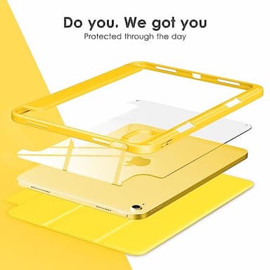 VIKESI Case for iPad (A16) 11-inch 2025 and iPad 10th Generation 10.9 Inch 2022, Clear Back and TPU Shockproof Frame Cover [Built-in Pencil Holder, Support Auto Sleep/Wake] - Yellow - Image 4