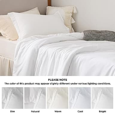 Bedsure Duvet Cover Twin/Twin XL Size - Soft Double Brushed Bedding Set for Kids & Adults, Zipper Closure, 2 Pieces, Includes 1 Duvet Cover (68"x90") & 1 Pillow Sham, NO Comforter, White - Image 5