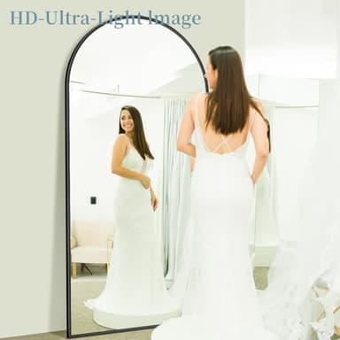 Full Length Mirror with Stand, 81"x41" Arched Full Body Mirror, Large Stand Up Mirrors, Aluminum Frame Floor Standing Mirrors, Freestanding Hanging Leaning Mounted for Bedroom Living Room, Black - Image 8