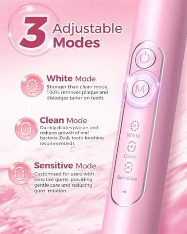 TEETHEORY Rotating Electric Toothbrush for Adults with 8 Brush Heads, Deep Clean Rechargeable Electric Toothbrush with 4 Modes and 2 Min Smart Timer, Last 30 Days and IPX7 Waterproof Pink - Image 9