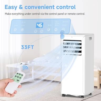 12000 BTU Portable Air Conditioners - 3-in-1 Cooling Unit with Dehumidifier, Fan & AC Modes - Ac Units Cools Up to 550 Sq.Ft - 24-Hour Timer, Remote Control & Window Kit Included - White - Image 6