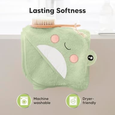 KeaBabies Hooded Baby Towel for Newborn - Viscose Derived from Bamboo Large Baby Bath Towels with Hood for Boys, Girls, Toddler, Extra Absorbent & Soft Newborn Bath Essentials (Frog) - Image 6