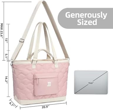 BTOOP Travel Tote Bag for Women Weekender Bag Extra Large Tote Bag Quilted Puffer Overnight Bags with Zipper for Work - Image 4