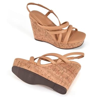 Coutgo Women Platform Wedge Sandals Cork Slingback Wedges Espadrilles Heels Summer Shoes - Image 5