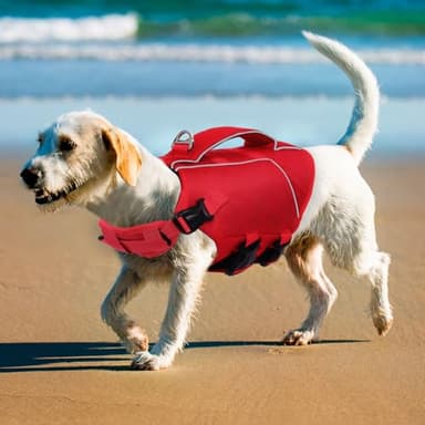 ASENKU Dog Life Jacket - Pet Safety Vest for Swimming & Boating, Shark Life Jacket with Floatation, Dog Lifesavers Swimsuits for Small Medium Large Dogs (Red, XL) - Image 6