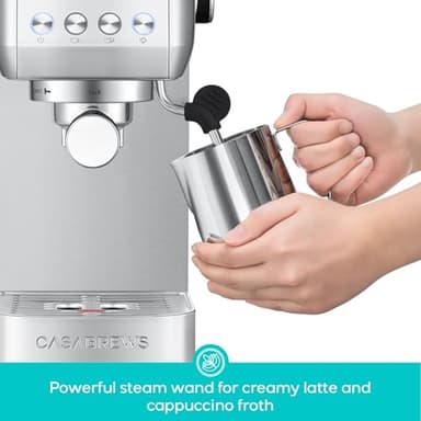 CASABREWS 3700 Essential Espresso Machine 20 Bar, Stainless Steel Cappuccino & Latte Machine with Steam Frother for Home, 43.9oz Water Tank, Silver - Image 4