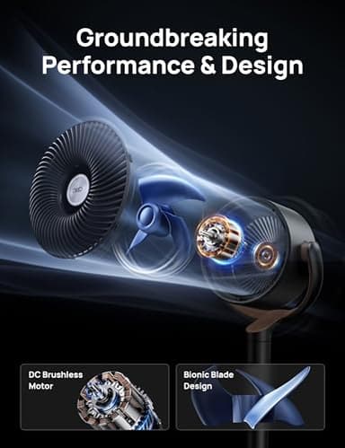 Dreo Standing Fan, 120°+120°Omni-directional Oscillating Fan For Bedroom, 85 ft Circulator With Remote, DC Motor Quiet Pedestal Fans, Adjustable Height, 8 Speeds, 3 Modes, 8H Timer, Home, Black - Image 5