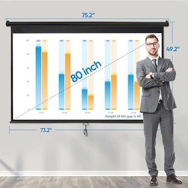 ZENY Outdoor Projector Screen Pull Down 80 Inch 16:9 HD Projection Screen, Roll Down Ceiling Projector Screen, Portable Indoor Outdoor Movie Screen - Image 2