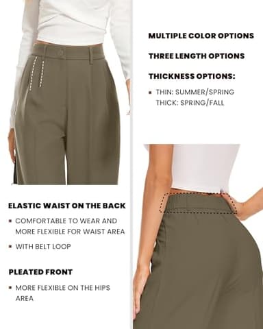 FUNYYZO Women's Wide Leg Pants High Elastic Waisted in The Back Business Work Trousers Long Straight Suit Pants - Image 3