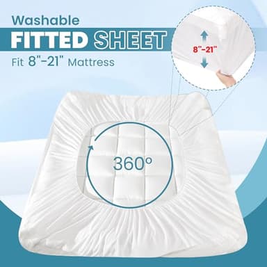 AprLeaf Pillow Top Mattress Topper Queen Size, 3 Inch Dual Layer Mattress Topper, 1 Inch Cooling Pillow Topper and 2 Inch Gel Memory Foam Mattress Topper for Back Pain - Image 5