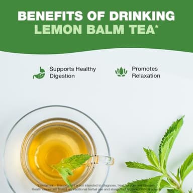 HANDPICK Lemon Balm Tea Bags – 100 Count | 100% Pure & Naturally Dried | Caffeine-Free Herbal Tea with Citrus Flavor & Aroma | Premium Lemon Balm Leaf for Calming and Digestion Support - Image 5