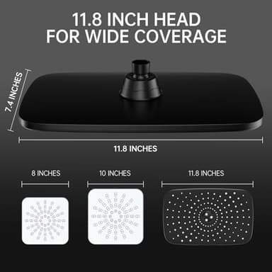 Veken 11.8 Inch Rain Shower Head with Handheld- High Pressure Dual Shower Heads with 5 Modes Handheld Spray Combo- Wide Rainfall Showerhead with Hose, Bathroom Accessories, Matte Black - Image 3