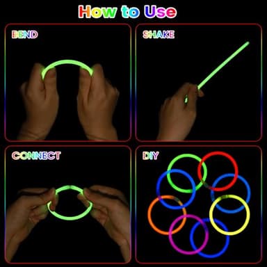 Glow Sticks Bulk Party Favors 100 Pack 8" Glow in the Dark Party Supplies Light Up Neon Party Decorations Glow Necklaces Bracelets for Kids Adults Birthday Halloween Christmas Easter Valentine Wedding - Image 6