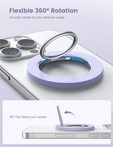 Magnetic Phone Ring Holder for Mag Safe - Lamicall Magnetic Finger Phone Ring Stand Holder, Magnet Ring Grip, Compatible with iPhone 14 Plus 13 12, Pro, Pro Max, Mini, Mag Safe Accessories, Violet - Image 4