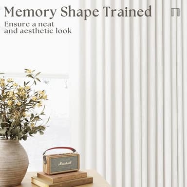 Beige White Linen Curtains 108 Inches Long 2 Panels Set for Living Room Neutral Boho Thick Linen Textured Pinch Pleated Memory Shape Light Filtering Ceiling Semi Sheer Window Curtain Hook Rings Ivory - Image 8