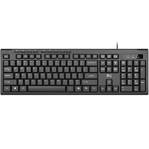 Rii RK907 Ultra-Slim Compact USB Wired Keyboard for Mac and PC,Windows 10/8 / 7 / Vista/XP (Black) (1PCS) - Image 1