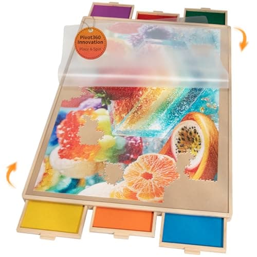 Join&Joy 1500 Piece Puzzle Board Pro, with 6 Drawers & Cover, 34" x 25", Sort-Wise Colorful Felt Drawers, Wooden Jigsaw Puzzle Board, Birthday Gifts for Mom - Image 1