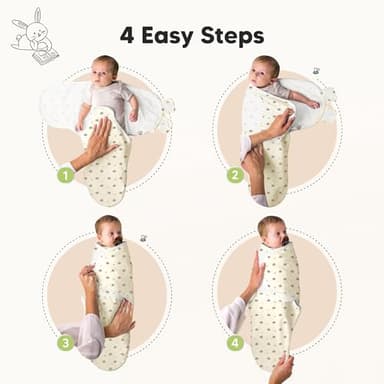 KeaBabies 3-Pack Swaddles for Newborns, Girls, Boys with Hats - Organic Soft Baby Sleep Sacks, Breathable Baby Swaddle 3-6 Months Beanies Set, Premie Infant Sleep Sack 0-3 Months (Nibbles/Bruce) - Image 3