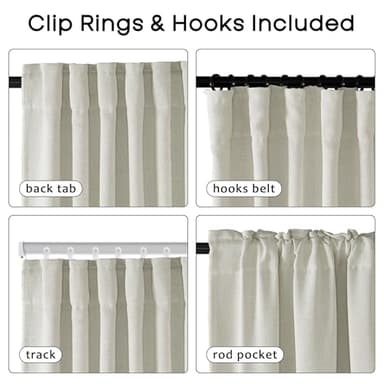 PANELSBURG 102 Inch Long Curtains,Modern Farmhouse Curtains 102 Inch Length for Living Room,Linen Textured Blackout Thermal Window Curtain Drapes 2 Panels Set,Oatmeal Beige - Image 2
