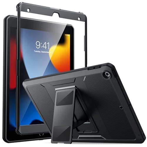 MoKo for iPad 10.2 Inch Case iPad 9th Generation 2021/ iPad 8th Generation 2020/ iPad 7th Generation 2019, [Heavy Duty] Shockproof Full Body Protective Cover with Built-in Screen Protector, Black - Image 1