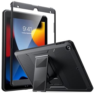 MoKo for iPad 10.2 Inch Case iPad 9th Generation 2021/ iPad 8th Generation 2020/ iPad 7th Generation 2019, [Heavy Duty] Shockproof Full Body Protective Cover with Built-in Screen Protector, Black - Image 1
