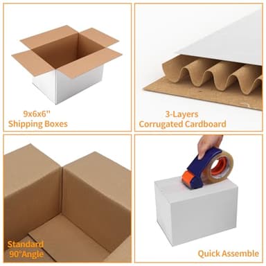 PETAFLOP 9x6x6 Shipping Boxes Set of 25, Small White Cardboard Mailer Box for Packing, Mailing, Business,DIY - Image 3