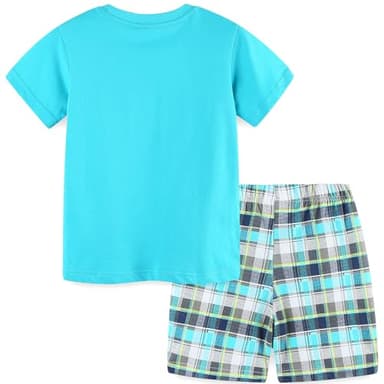 Baby Toddler Boy Clothes Dinosaur Easter Outfits Summer Cotton Short Sleeve Tshirt Tee and Shorts Clothing Set Light Blue 2t - Image 2