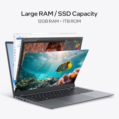 UOWAMOU Laptop Computer 15.6 inch, Intel Quad Core N95, 12GB LPDDR5 RAM 1TB NVMe SSD Laptop with FHD IPS Display, WiFi 5, BT5.0, USB Type C and Fingerprint, 2 Years Warranty, Windows 11 Pro - Image 4