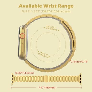 MoKo Slim Metal Band Compatible with Apple Watch Series 11/10 42mm, 9/8/7 41mm, SE3/SE2/SE/6/5/4 40mm, 3/2/1 38mm, Stainless Steel Thin Band Replacement Strap iWatch Wristband for Women, Gold - Image 5
